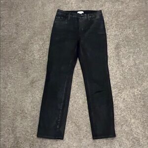 Good American Jeans, straight leg, coated material.